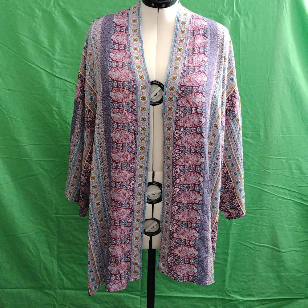 3/4 Sleeve Wrap Jacket - Knox Rose™ Purple Printed